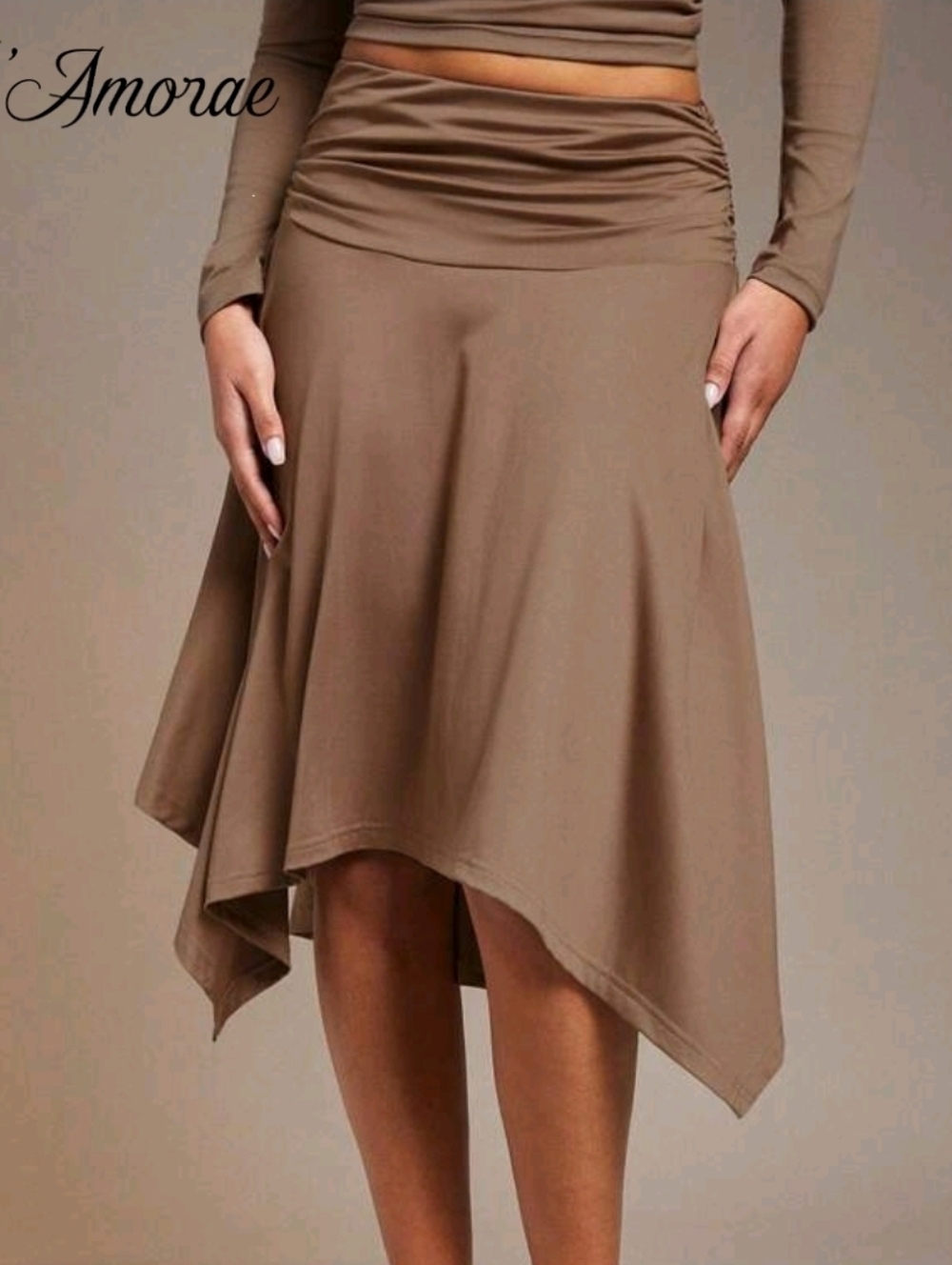 Women's Asymmetrical Brown Skirt